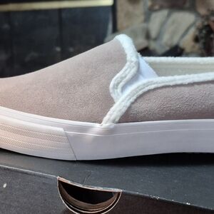 Keds Beige Suede Fur Lined Slip-On Sneakers